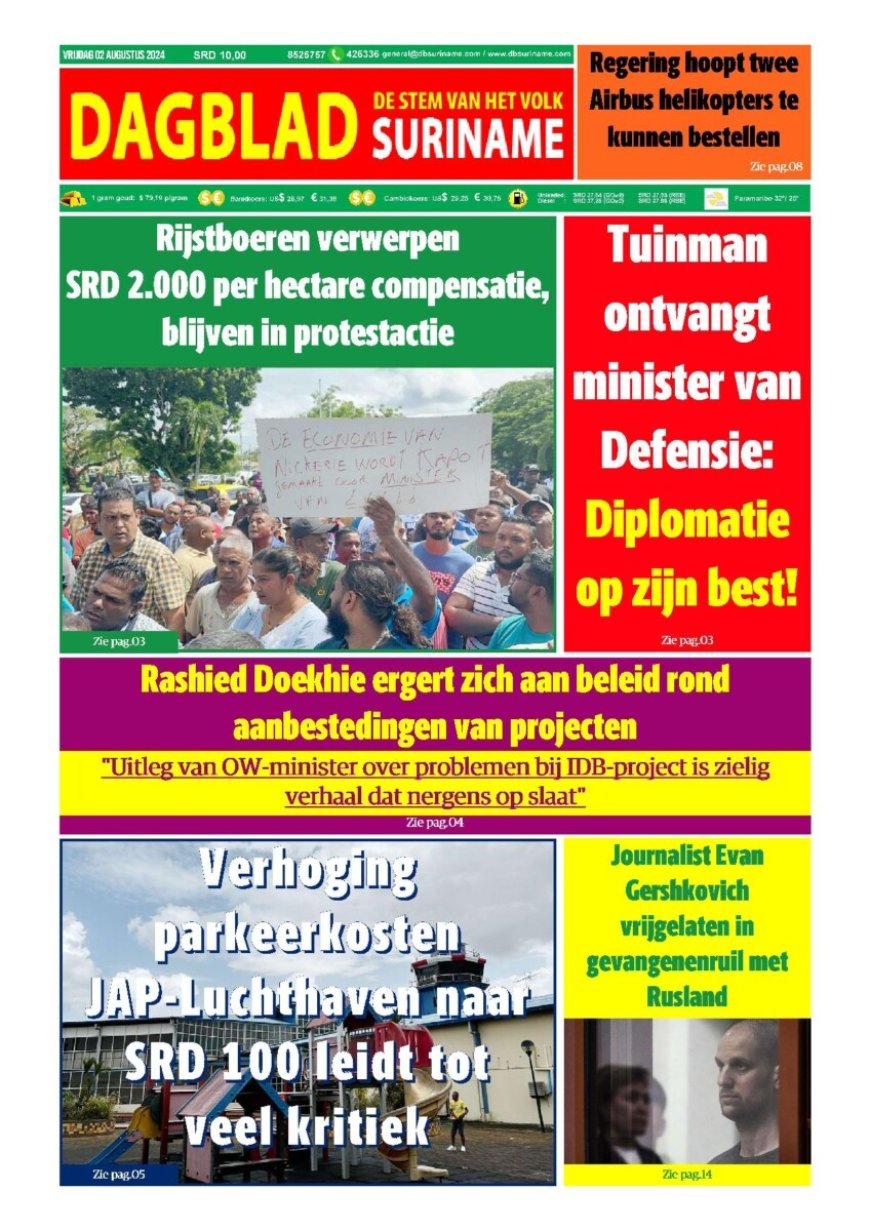 Dagblad Suriname vrijdag 2 augustus 2024