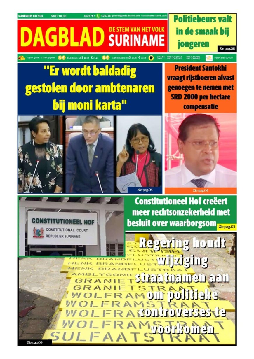 Dagblad Suriname maandag 5 augustus 2024