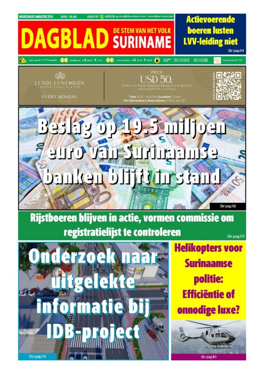 Dagblad Suriname woensdag 7 augustus 2024