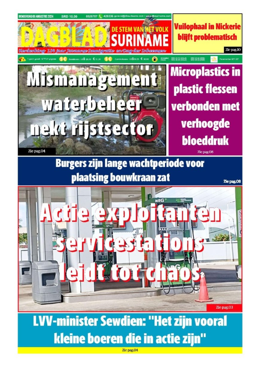 Dagblad Suriname donderdag 8 augustus 2024