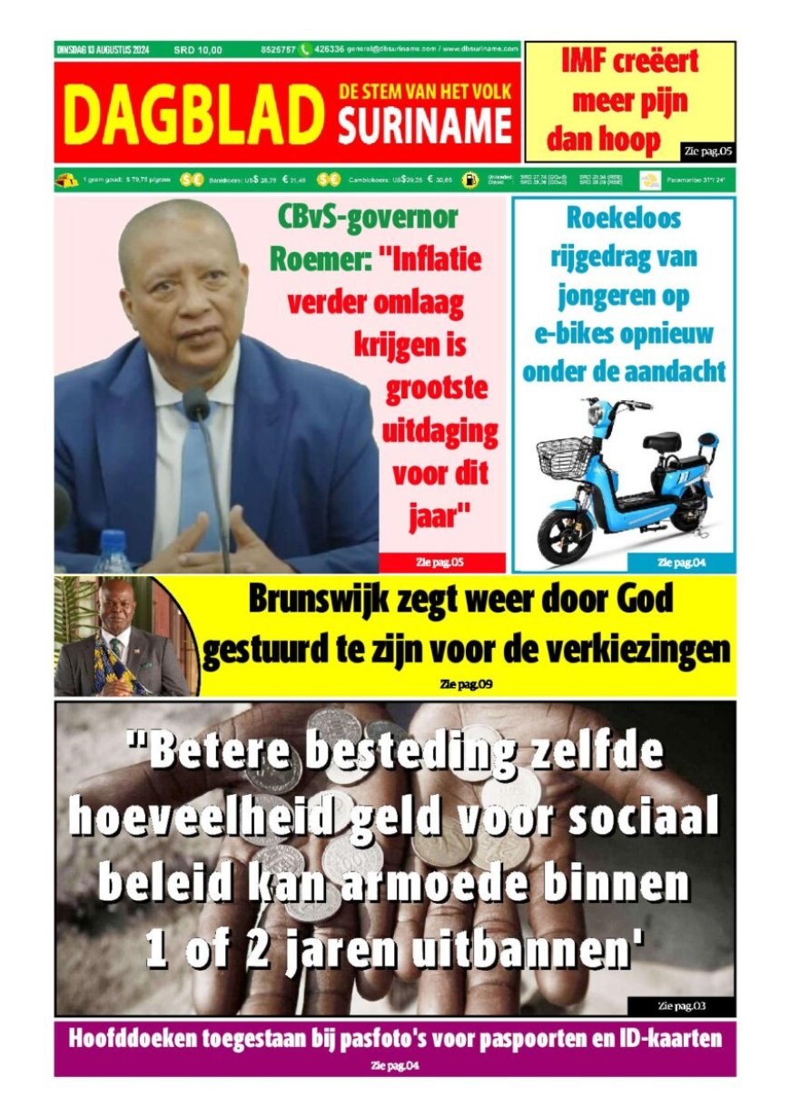 Dagblad Suriname dinsdag 13 augustus 2024