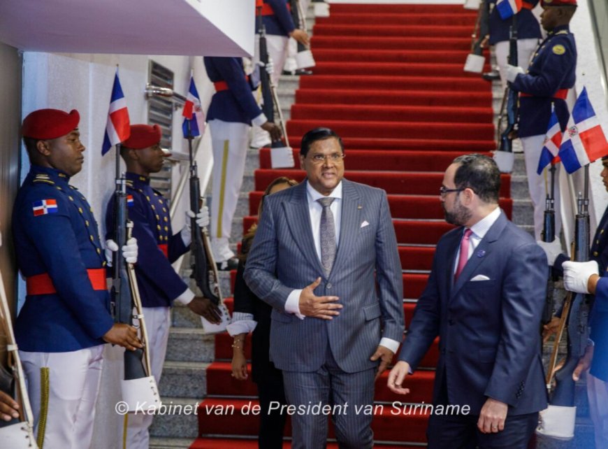 President Santokhi gearriveerd in Dominicaanse Republiek voor inauguratie en bilaterale gespr