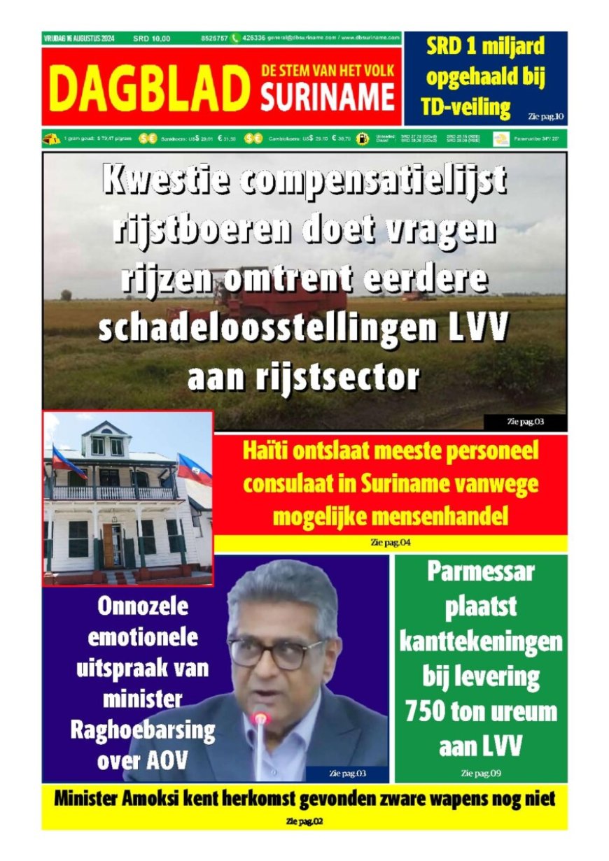 Dagblad Suriname vrijdag 16 augustus 2024