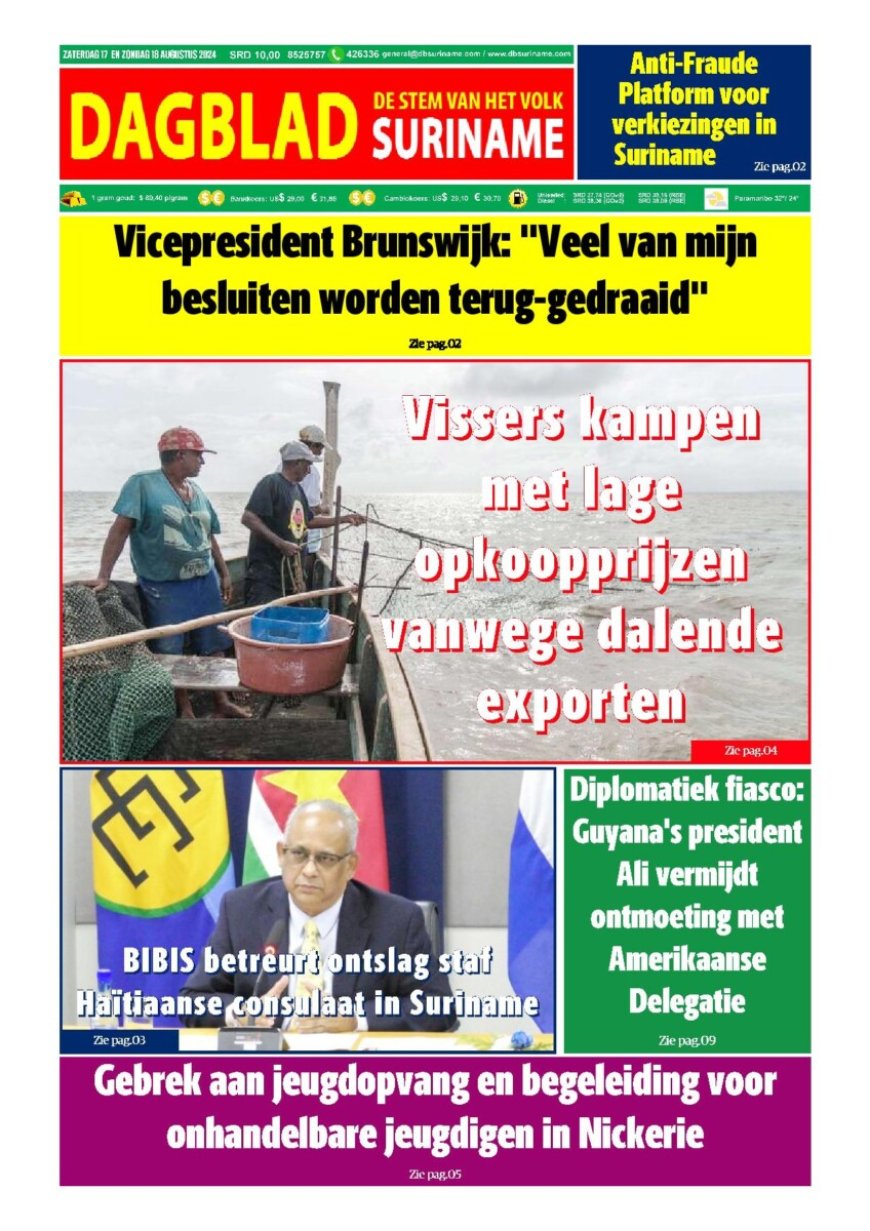 Dagblad Suriname zaterdag 17 augustus 2024