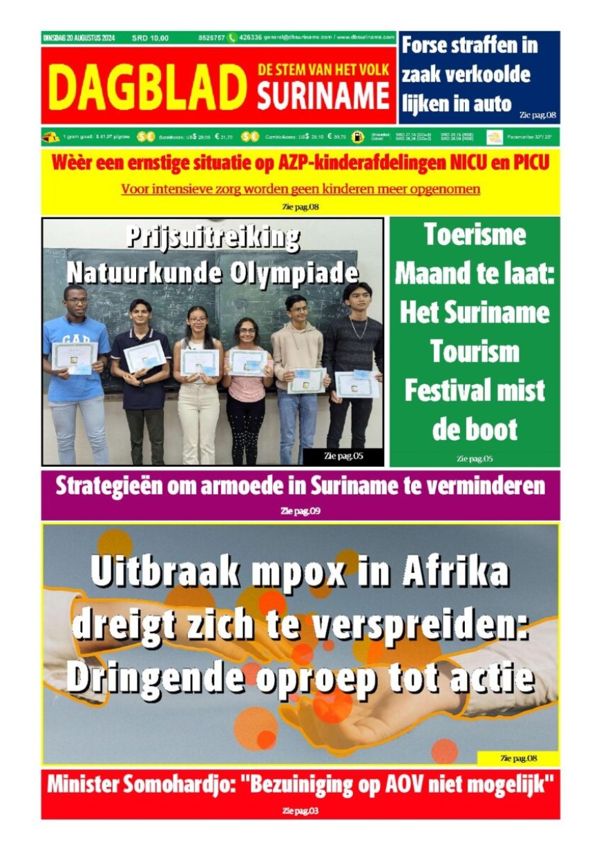 Dagblad Suriname dinsdag 20 augustus 2024