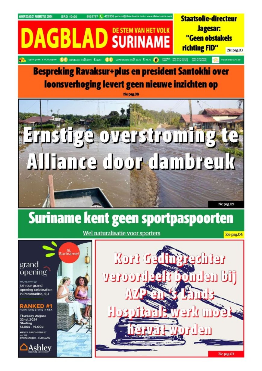 Dagblad Suriname woensdag 21 augustus 2024