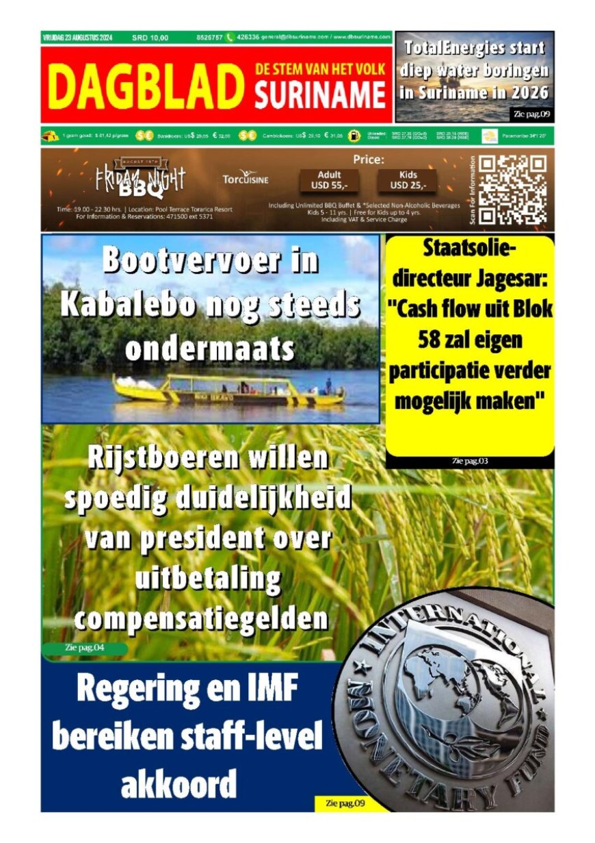 Dagblad Suriname vrijdag 23 augustus 2024