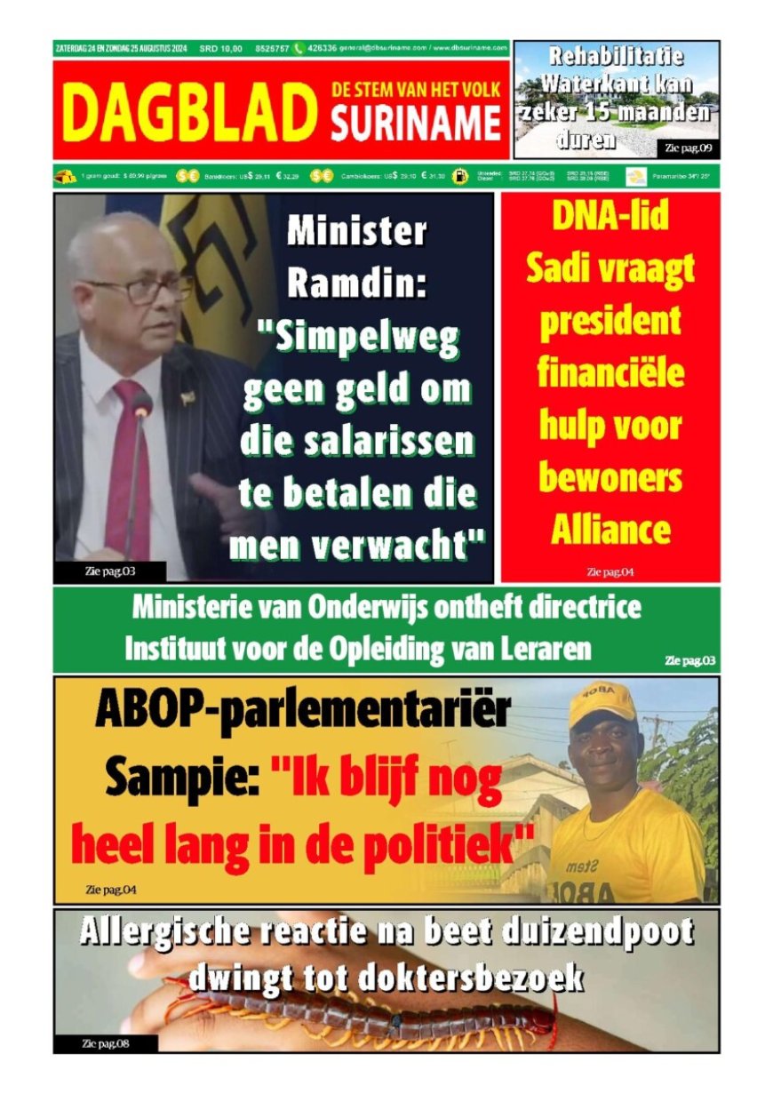 Dagblad Suriname zaterdag 24 augustus 2024