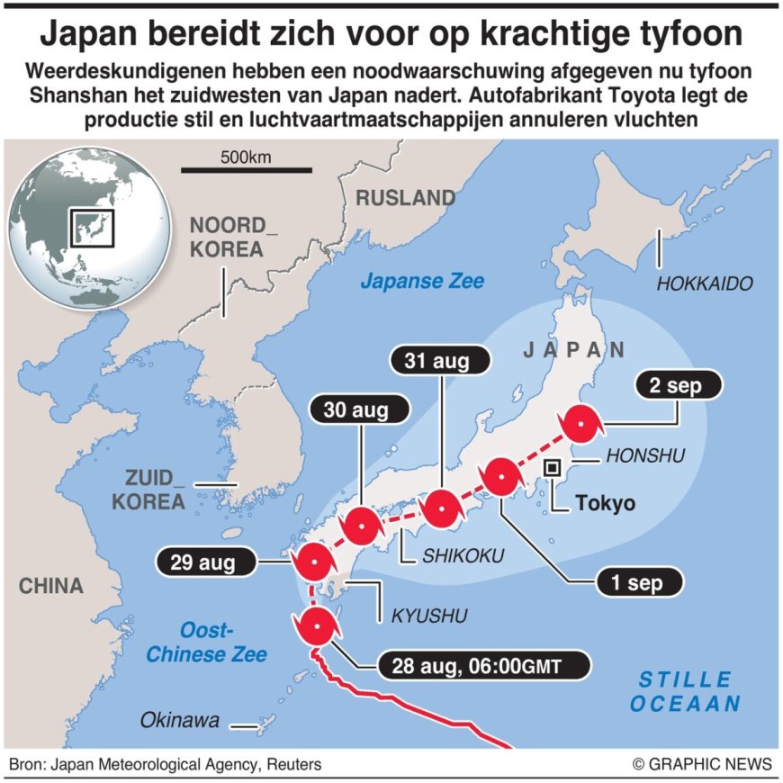 Japan geeft noodwaarschuwing af nu tyfoon nadert