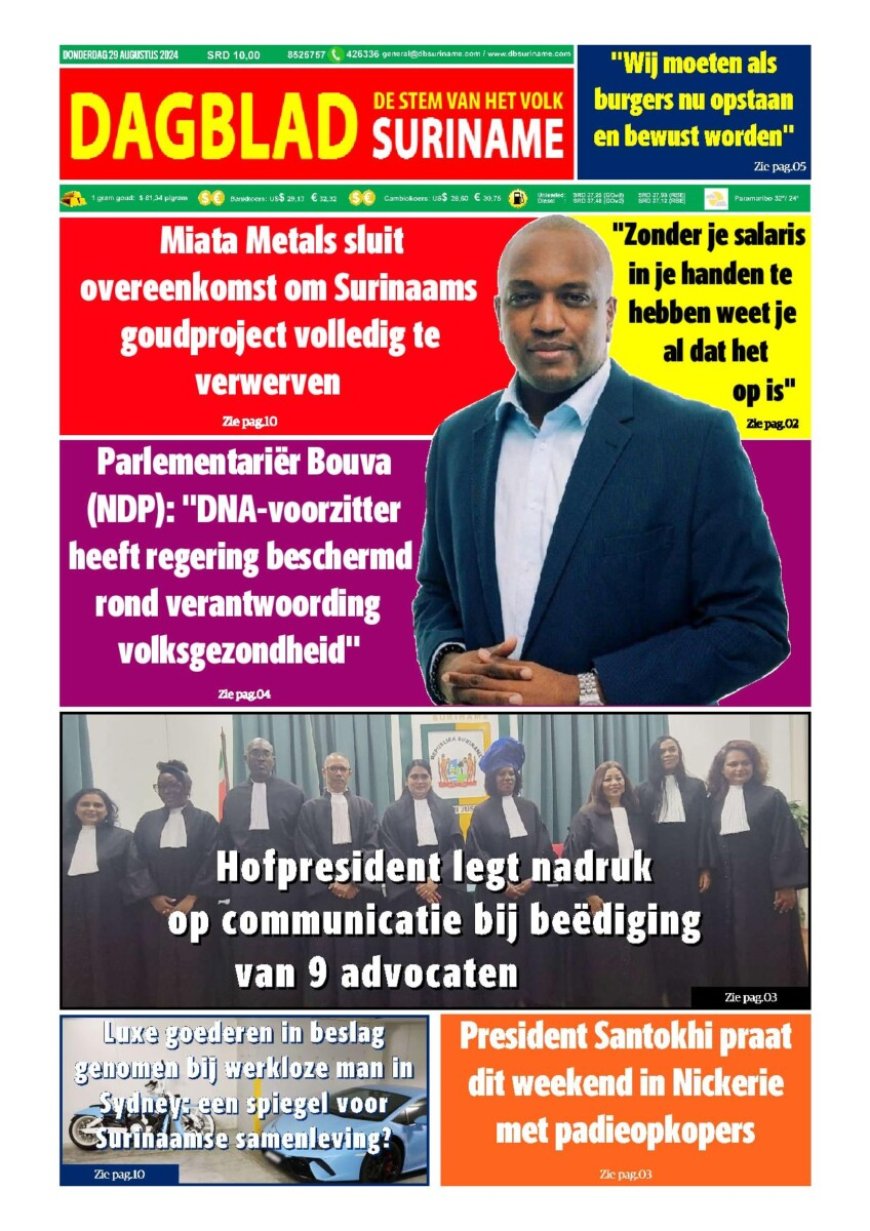 Dagblad Suriname donderdag 29 augustus 2024