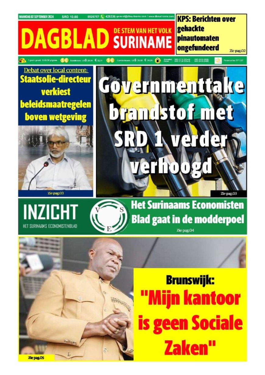 Dagblad Suriname maandag 2 september 2024