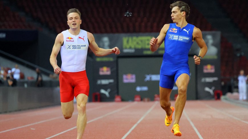 Polsstokgigant Duplantis loopt 100 meter en wint in opvallend snelle tijd