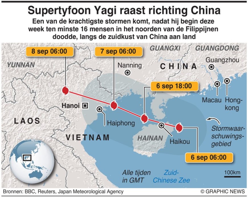 Supertyfoon Yagi raast richting China