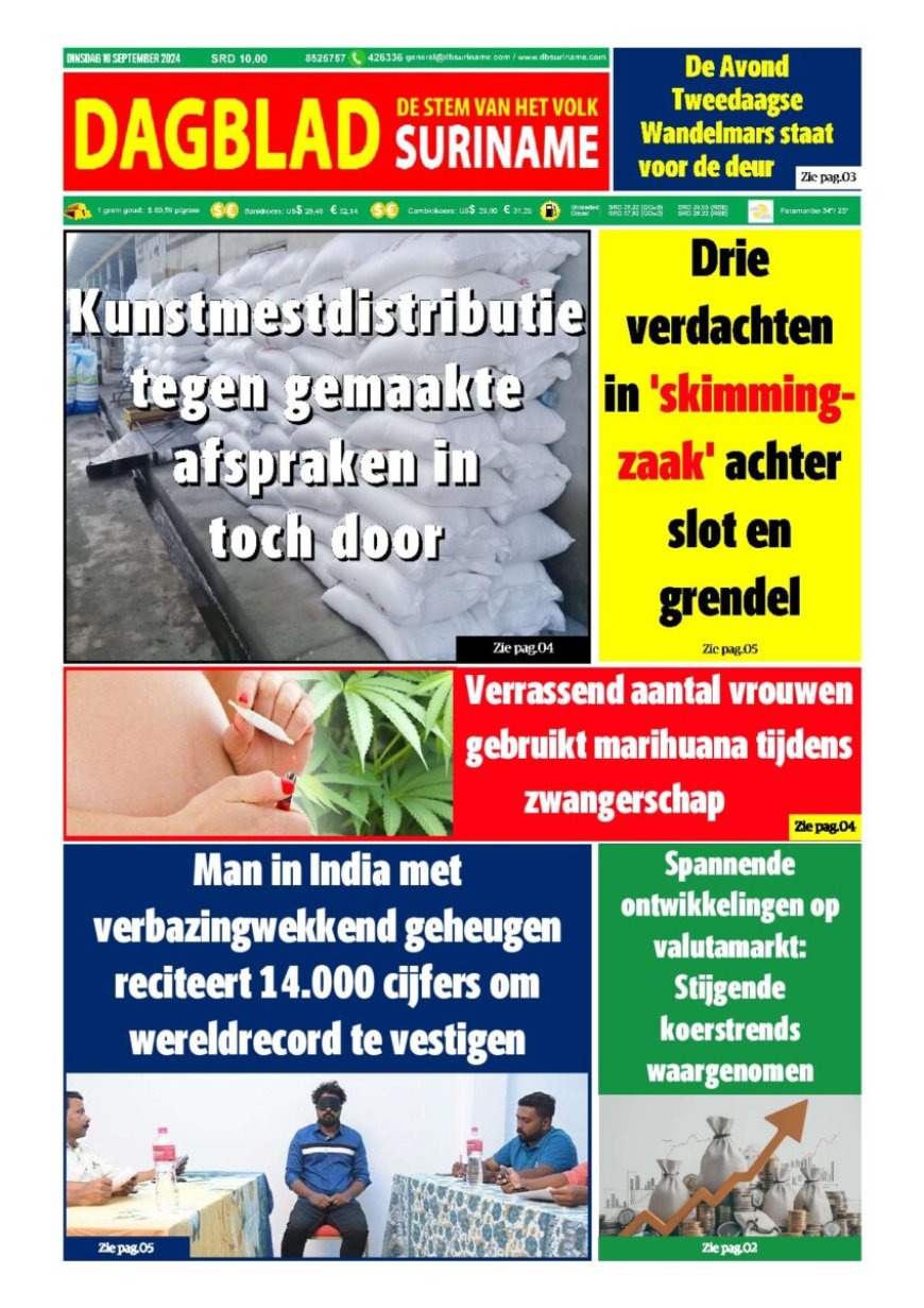 Dagblad Suriname dinsdag 10 september 2024