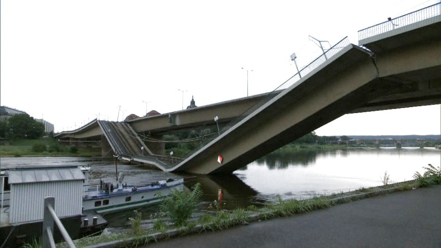 Dresden verstevigt deels ingestorte brug om verdere instorting te voorkomen