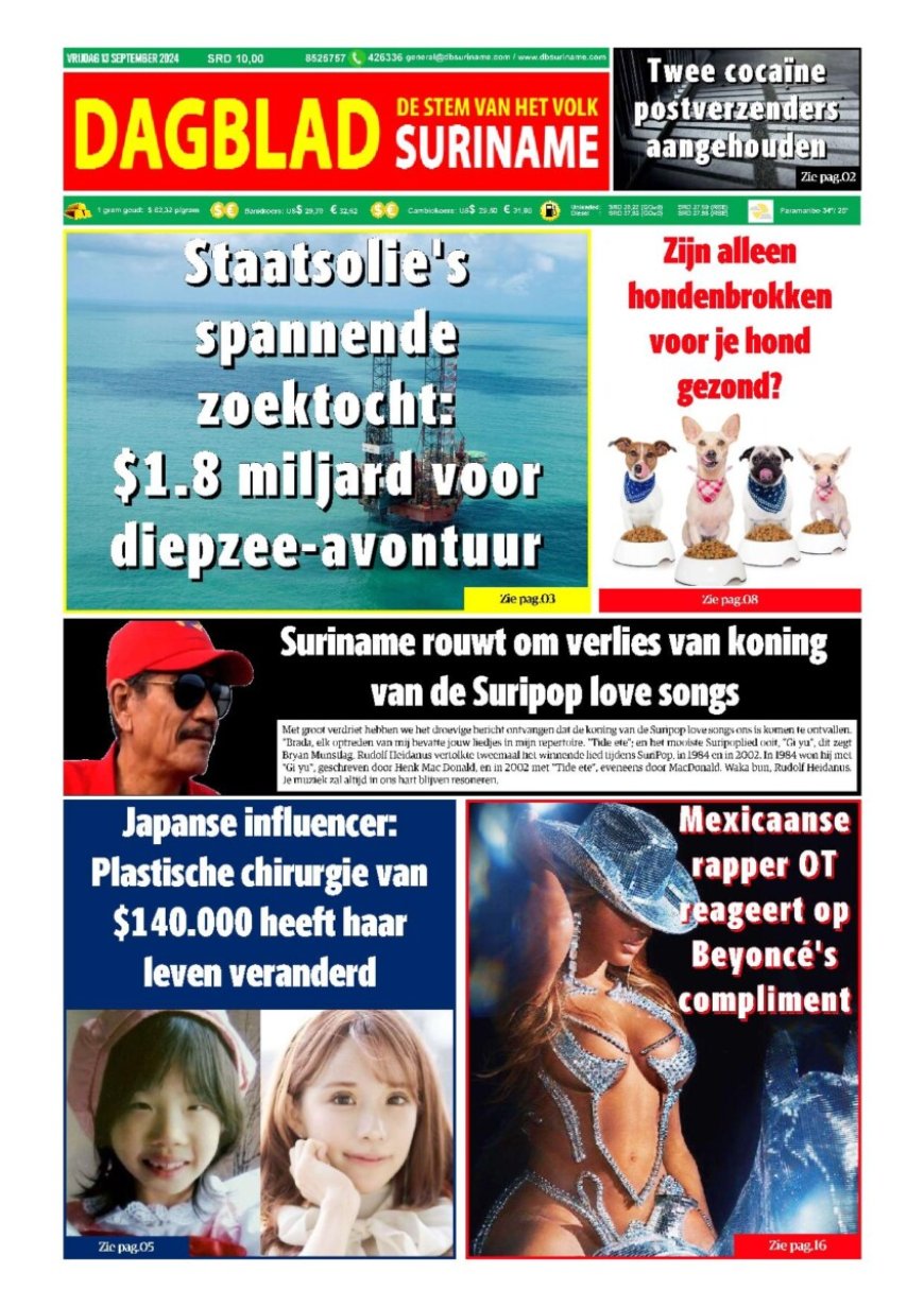 Dagblad Suriname vrijdag 13 september 2024