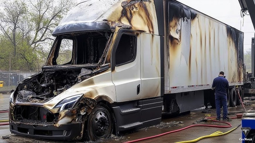 Brandweer VS heeft 190.000 liter water nodig voor blussen Tesla-truck