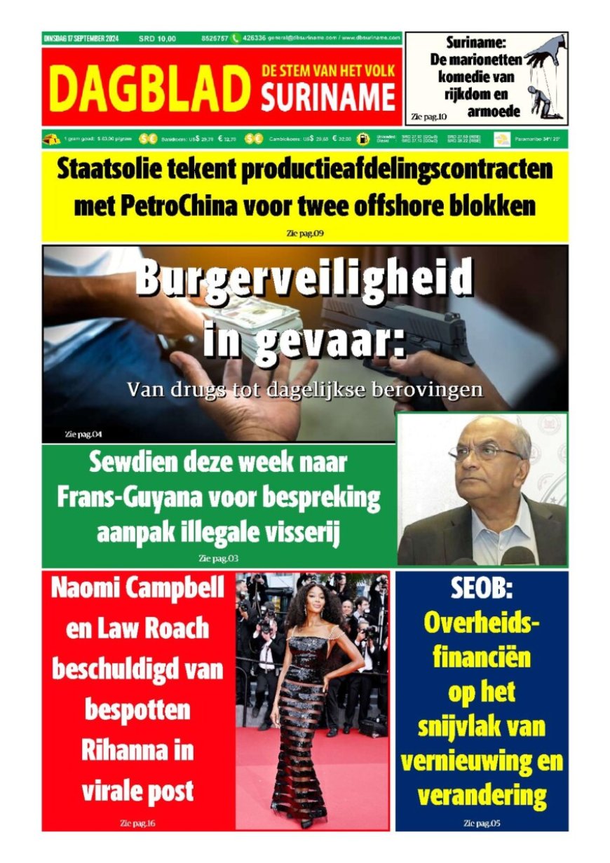 Dagblad Suriname dinsdag 17 september 2024