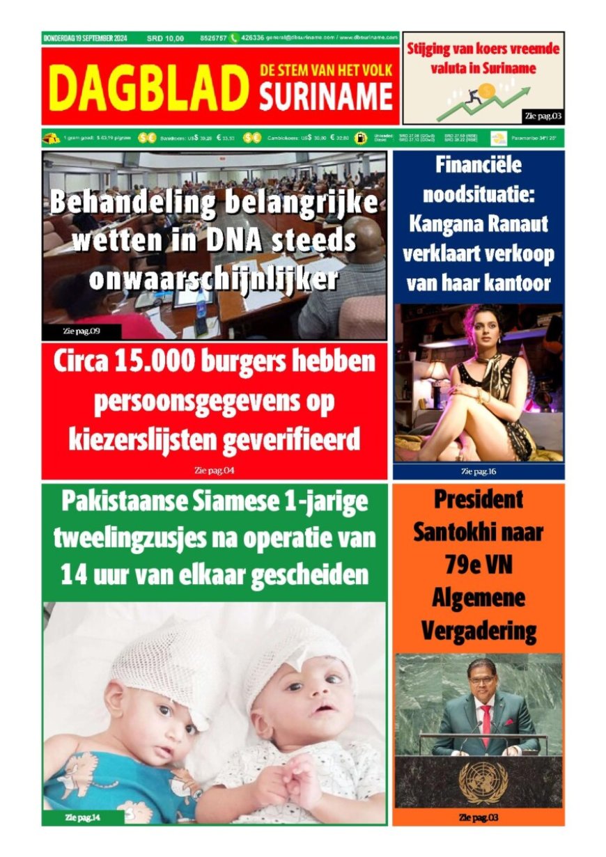 Dagblad Suriname donderdag 19 september 2024