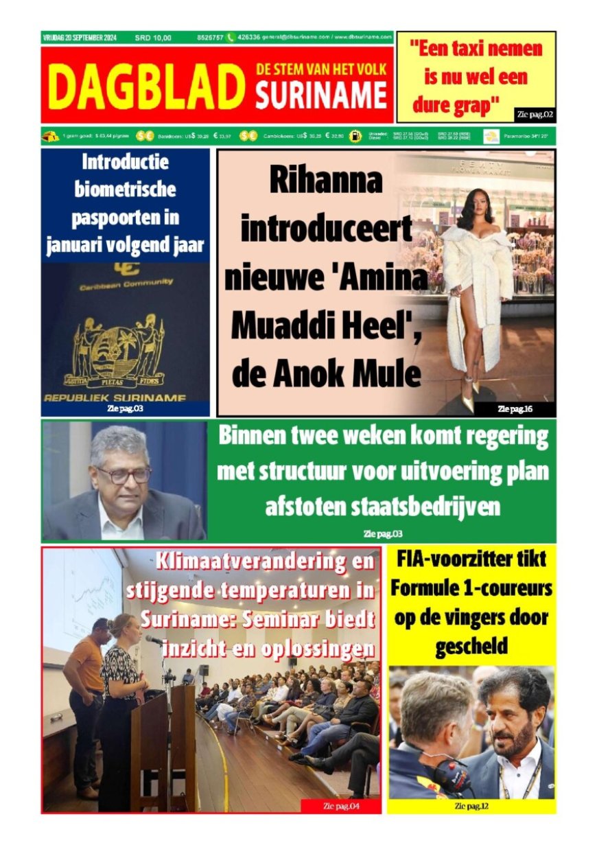 Dagblad Suriname vrijdag 20 september 2024