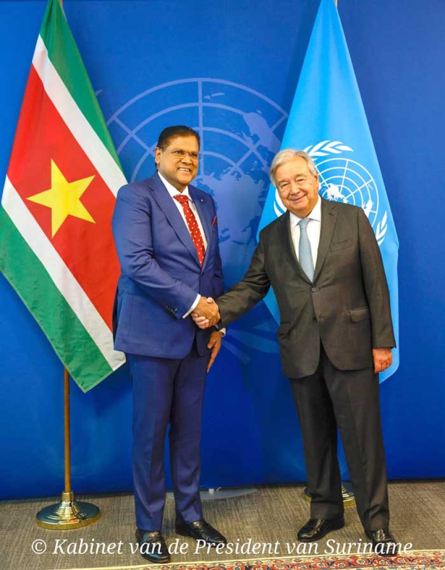 Santokhi ontmoet secretaris-generaal António Guterres van VN