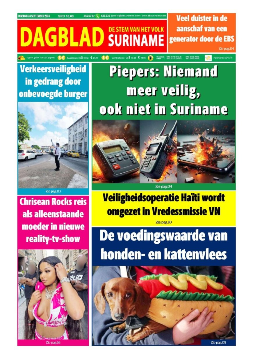 Dagblad Suriname dinsdag 24 september 2024