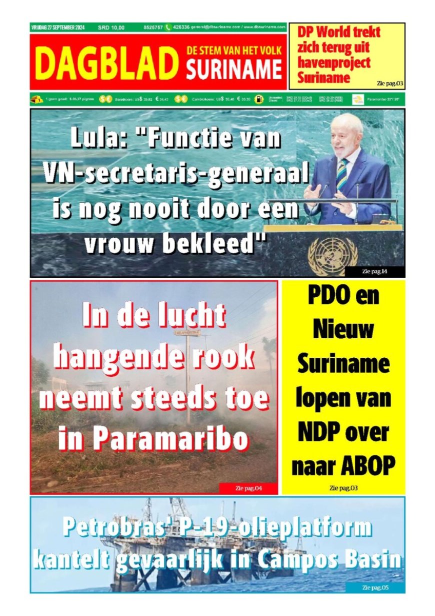 Dagblad Suriname vrijdag 27 september 2024