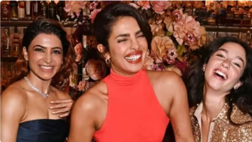 Priyanka Chopra poseert met Samantha Ruth Prabhu bij Citadel Honey Bunny-vertoning in Londen