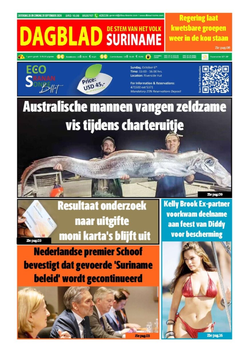 Dagblad Suriname zaterdag 28 september 2024