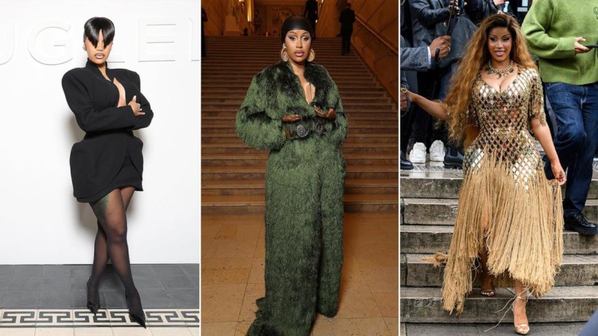 Cardi B keert terug naar Paris Fashion Week in 2 opvallende looks, 18 dagen na de geboorte va