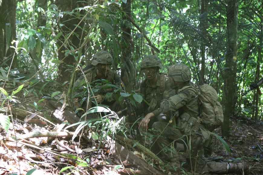 Nederlandse militairen trainen in Surinaamse jungle