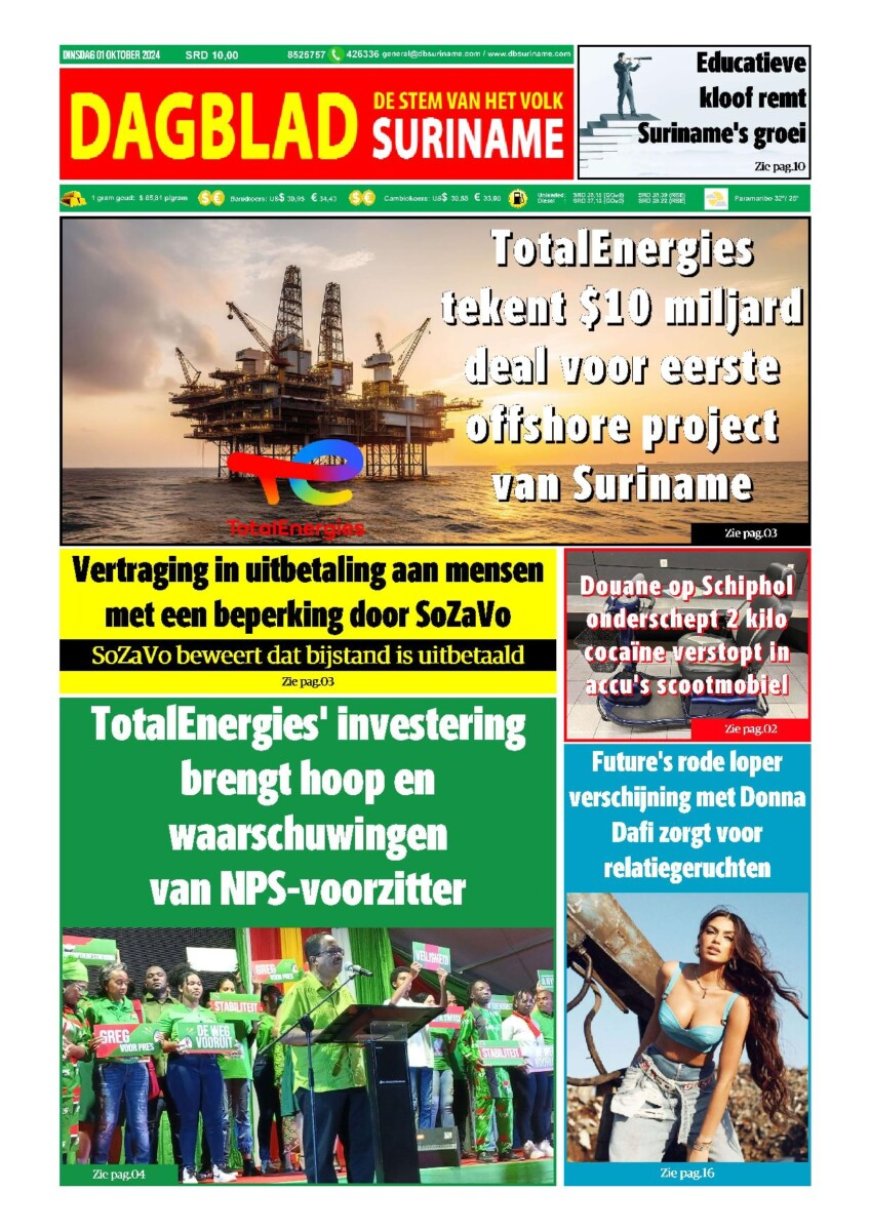 Dagblad Suriname dinsdag 1 oktober 2024