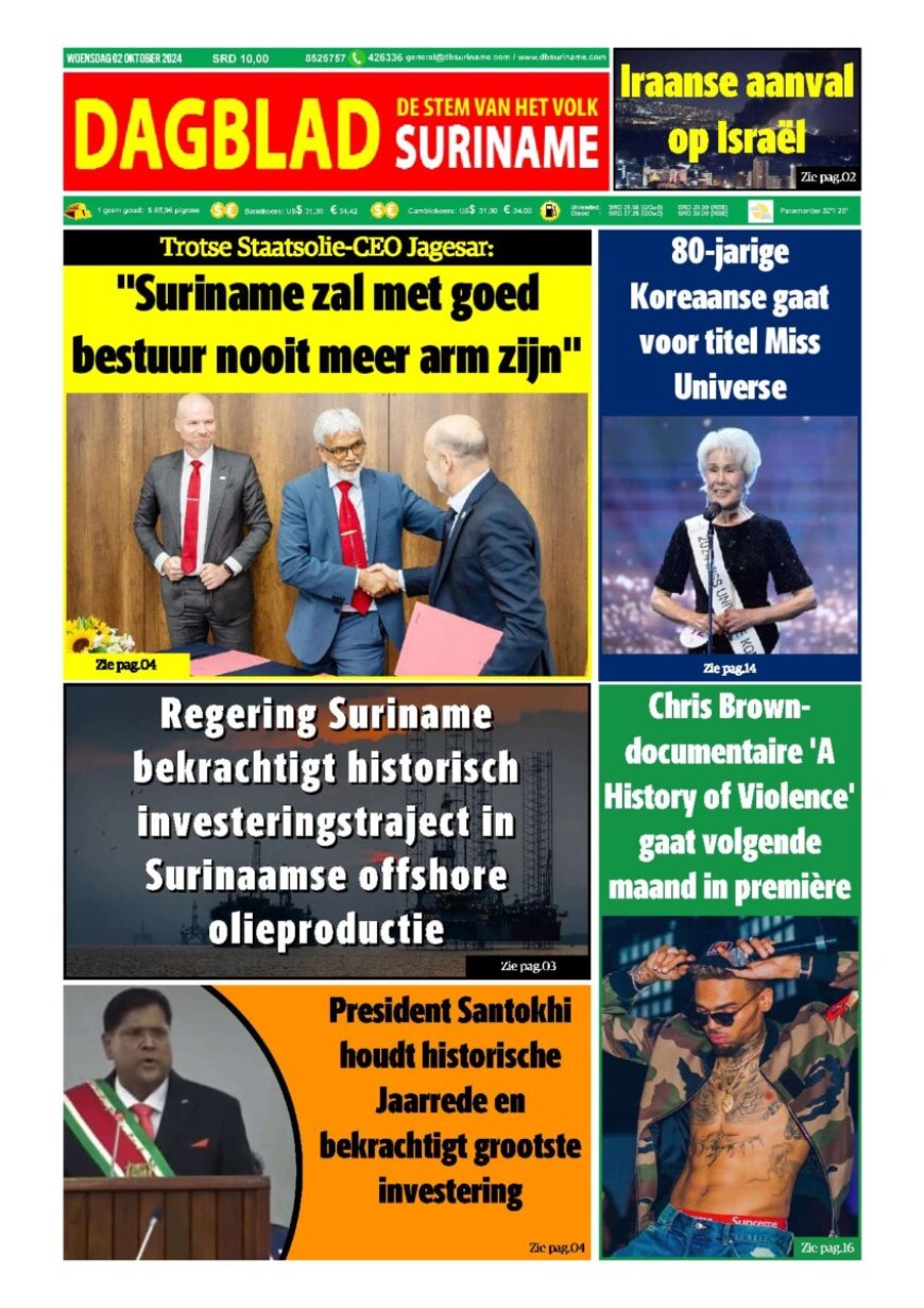 Dagblad Suriname woensdag 2 oktober 2024