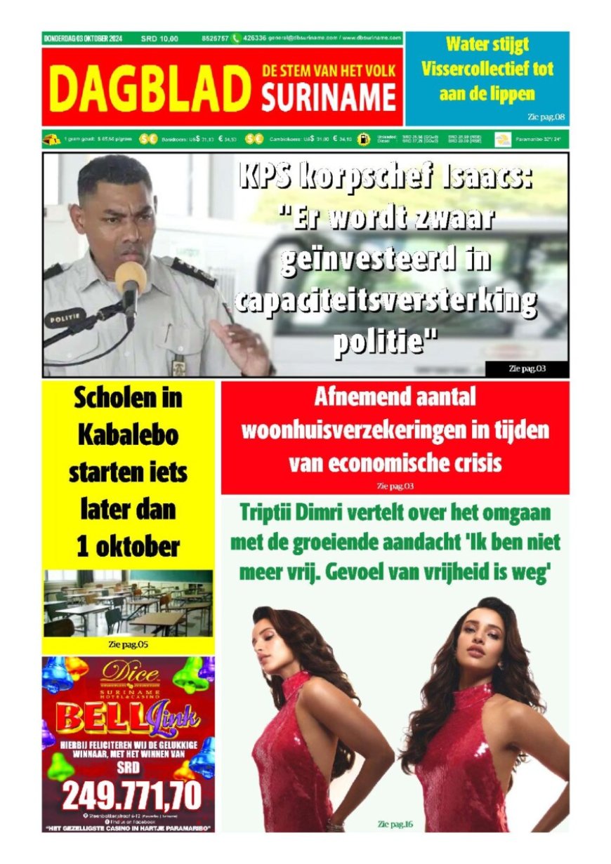 Dagblad Suriname donderdag 3 oktober 2024