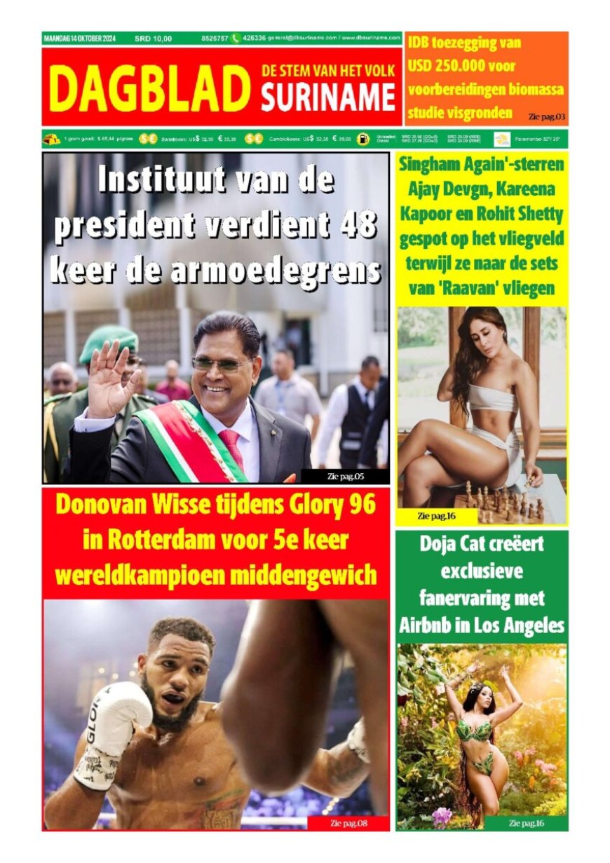 Dagblad Suriname maandag 14 oktober 2024