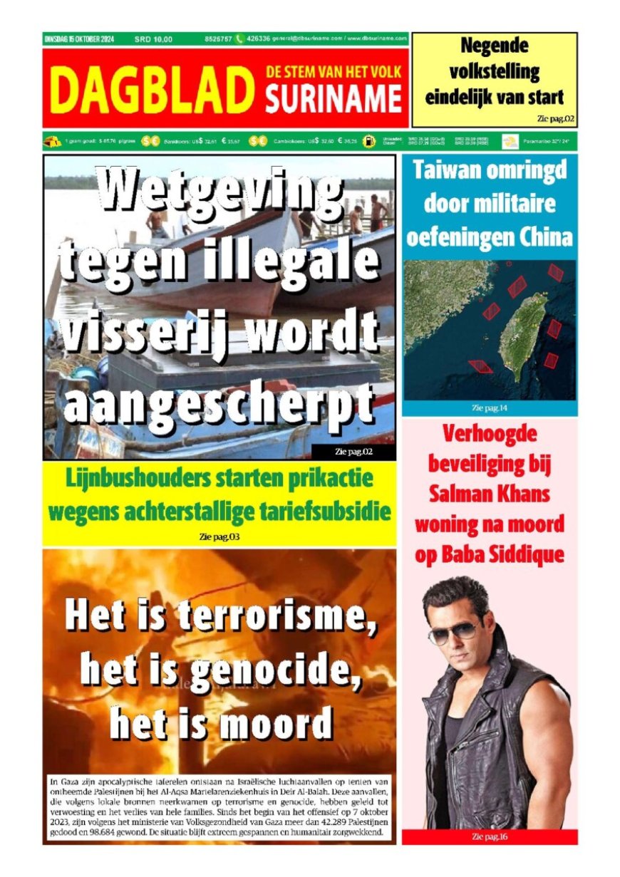 Dagblad Suriname dinsdag 15 oktober 2024