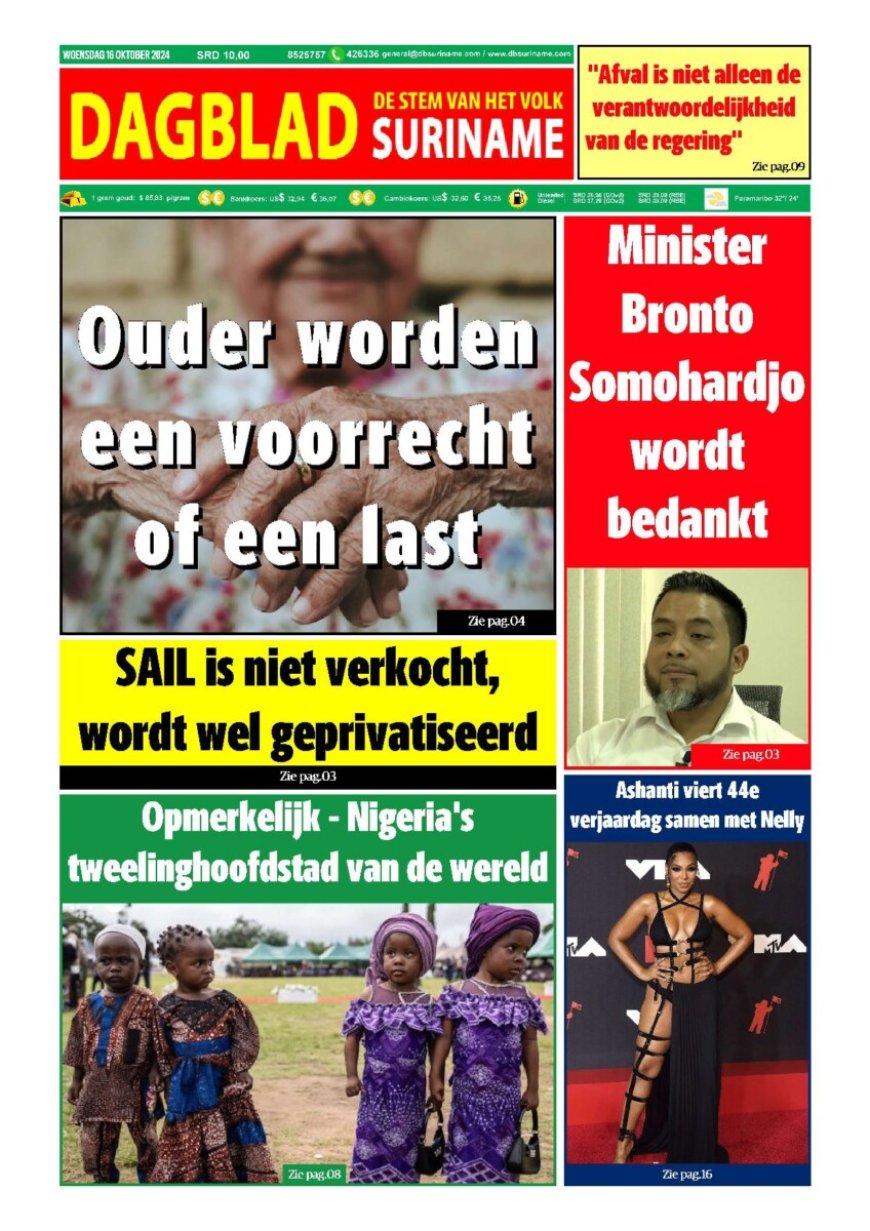 Dagblad Suriname woensdag 16 oktober 2024