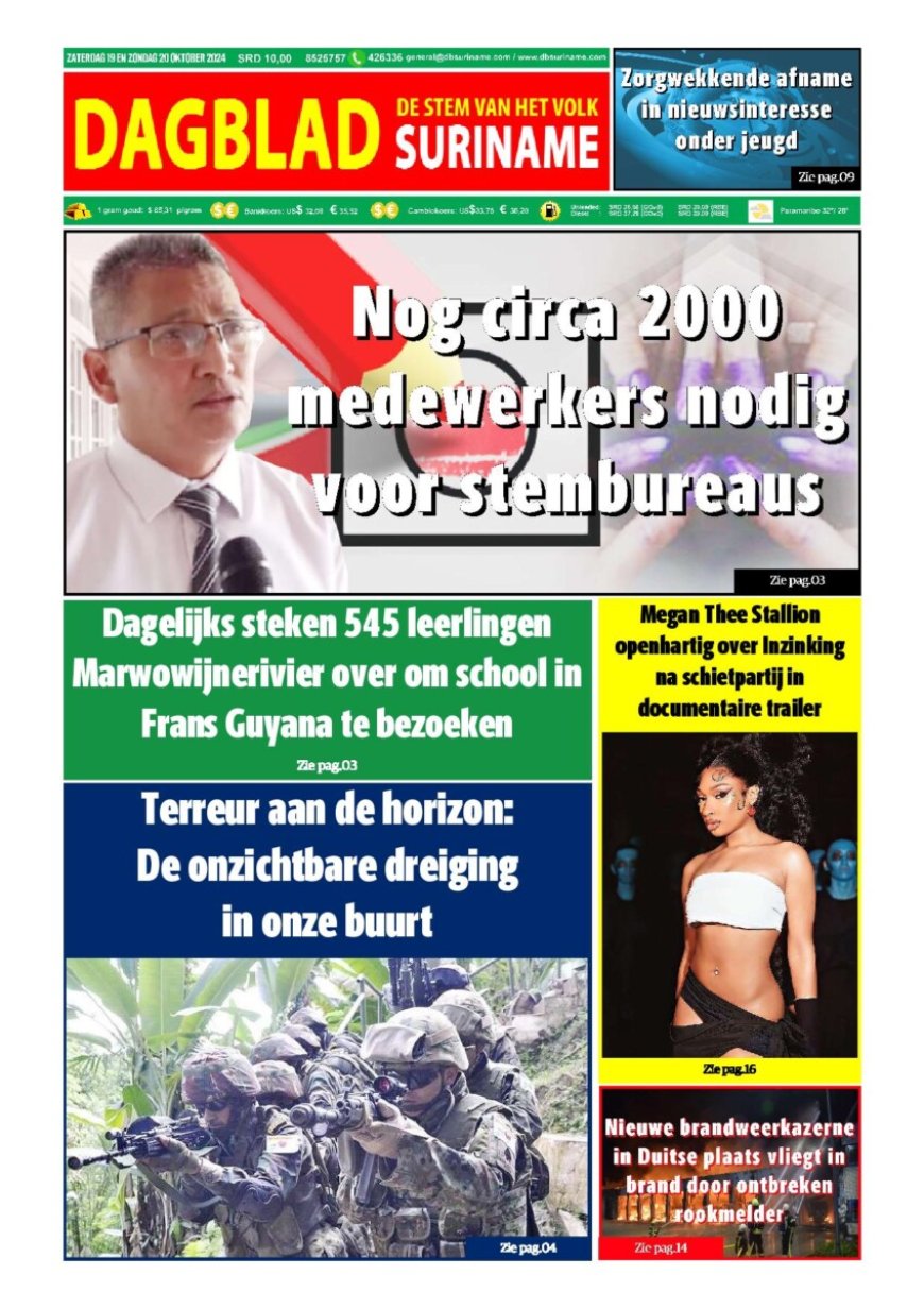 Dagblad Suriname zaterdag 19 oktober 2024