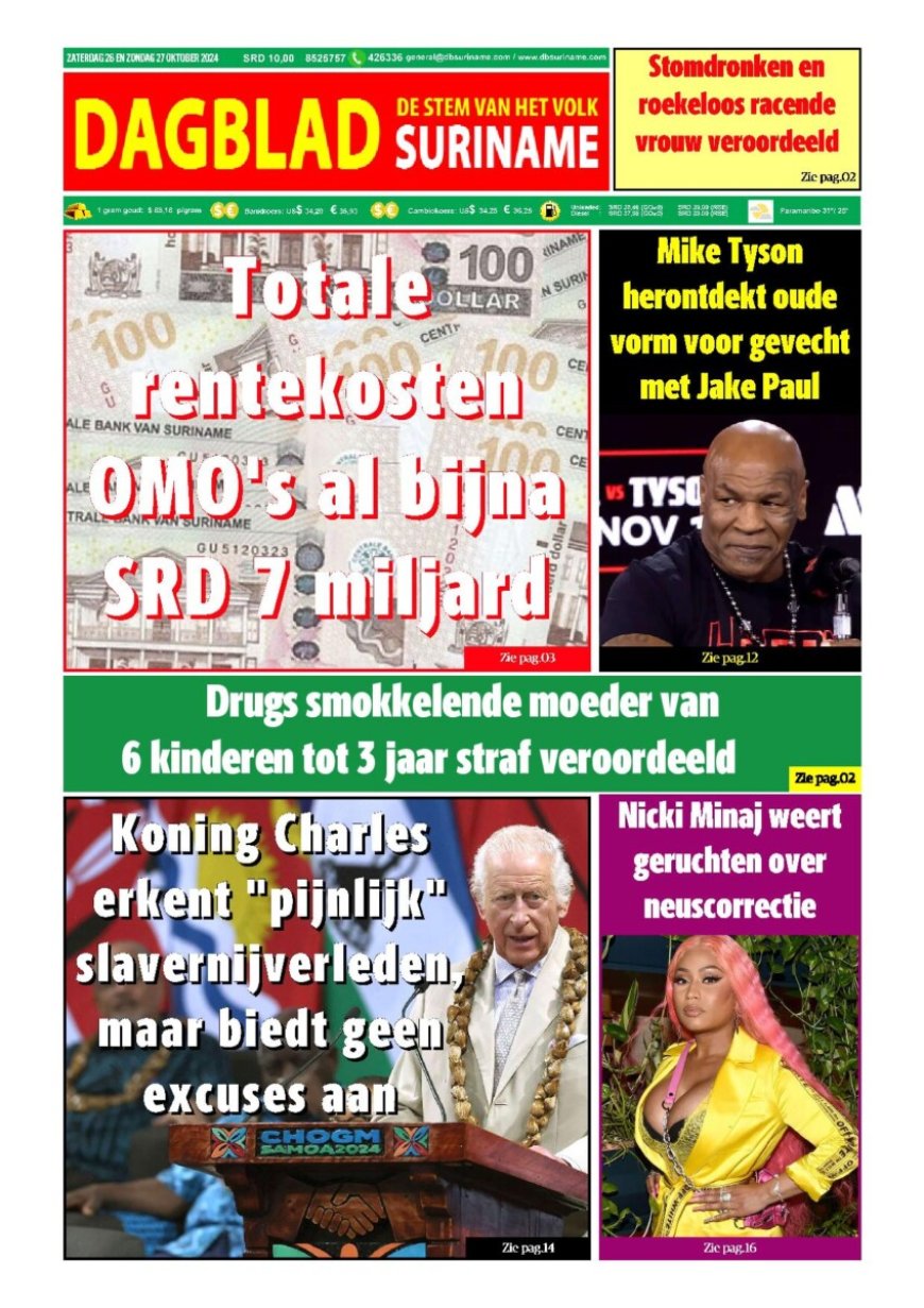 Dagblad Suriname zaterdag 26 oktober 2024