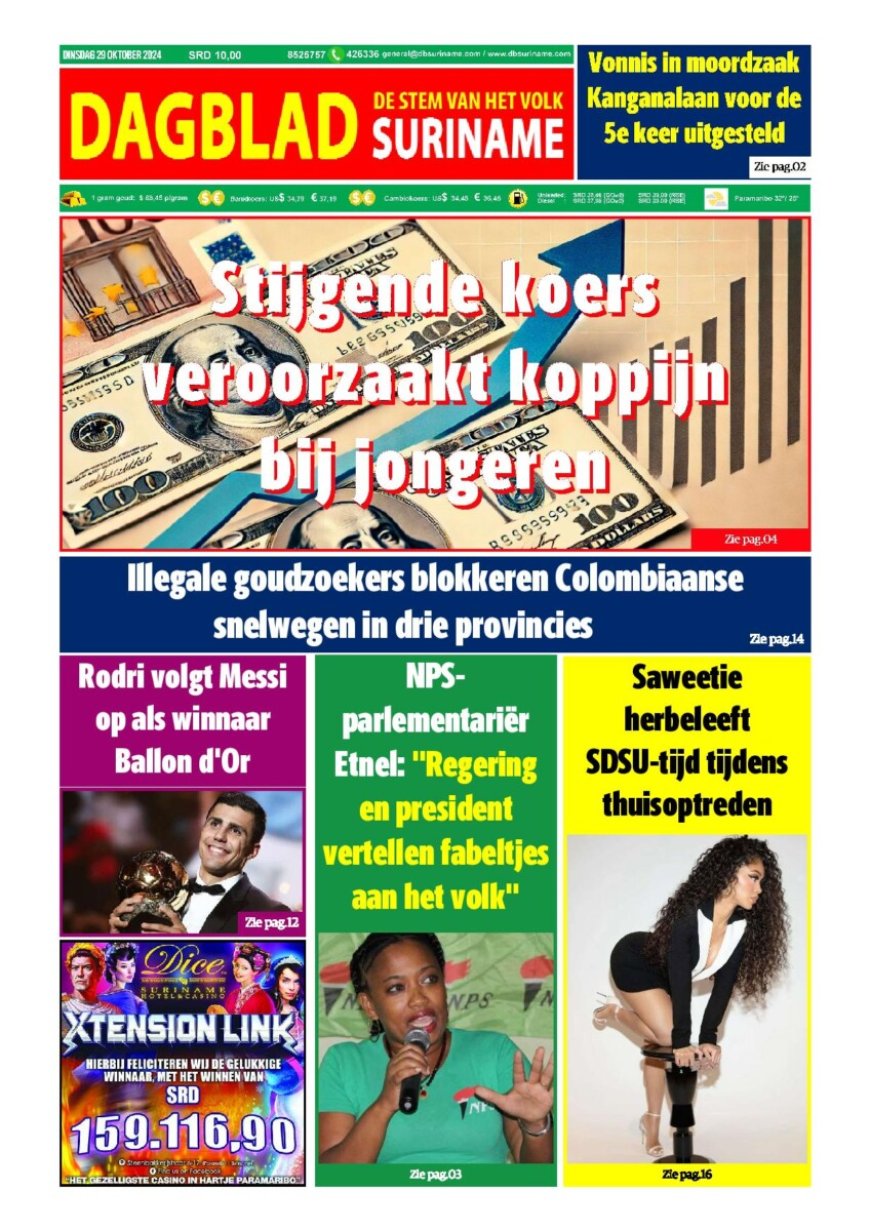 Dagblad Suriname dinsdag 29 oktober 2024