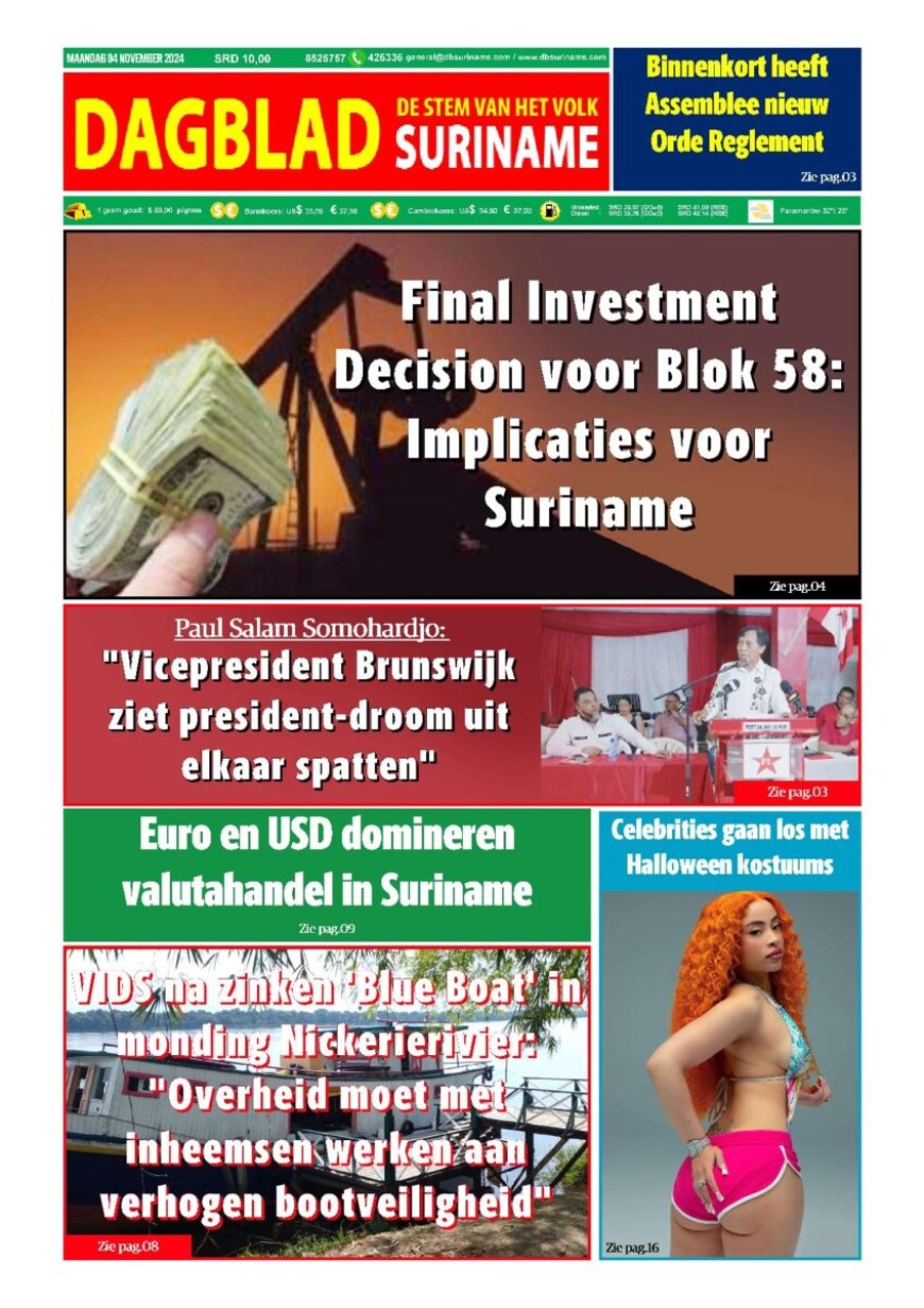 Dagblad Suriname maandag 4 november 2024