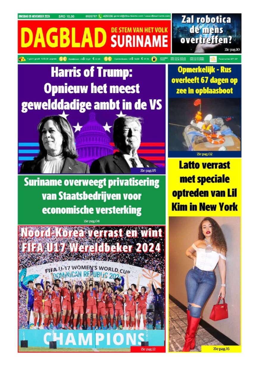 Dagblad Suriname dinsdag 5 november 2024