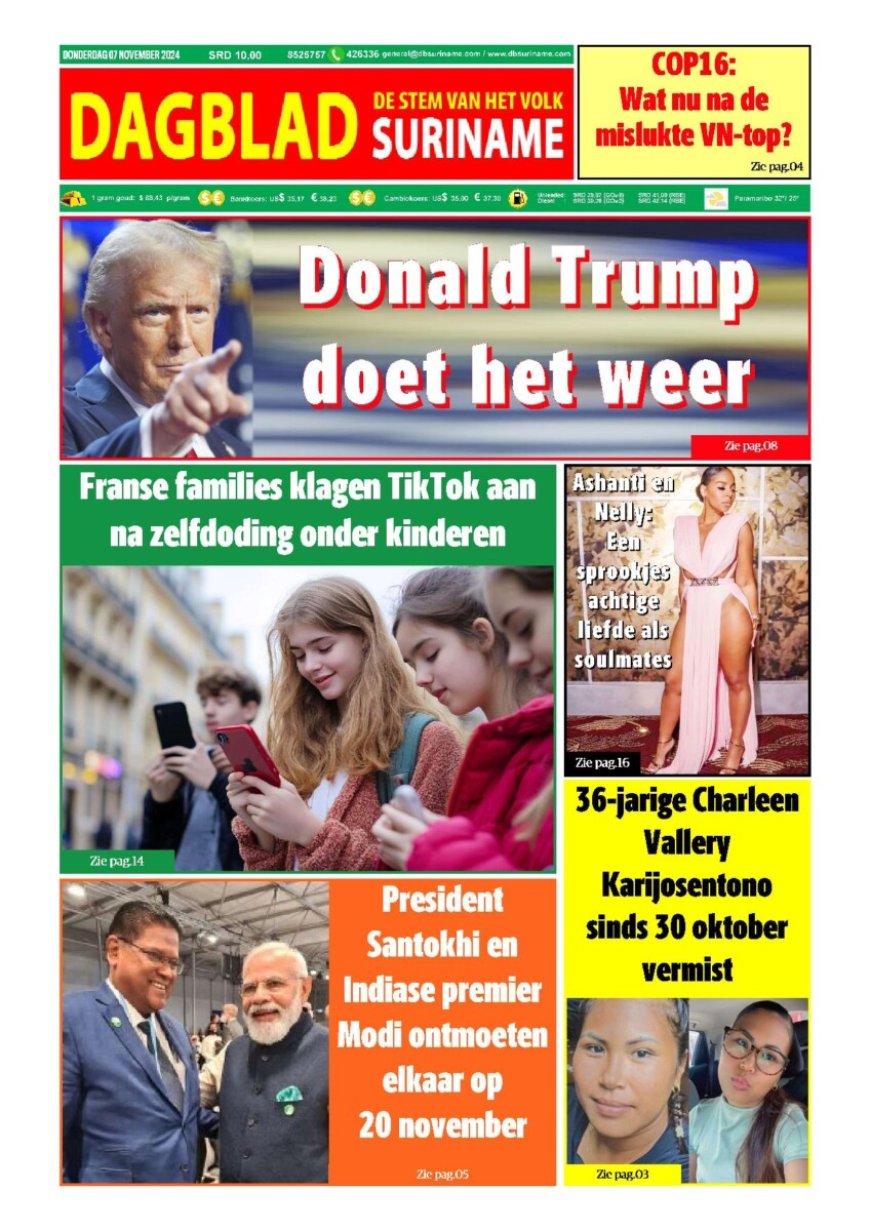 Dagblad Suriname donderdag 7 november 2024