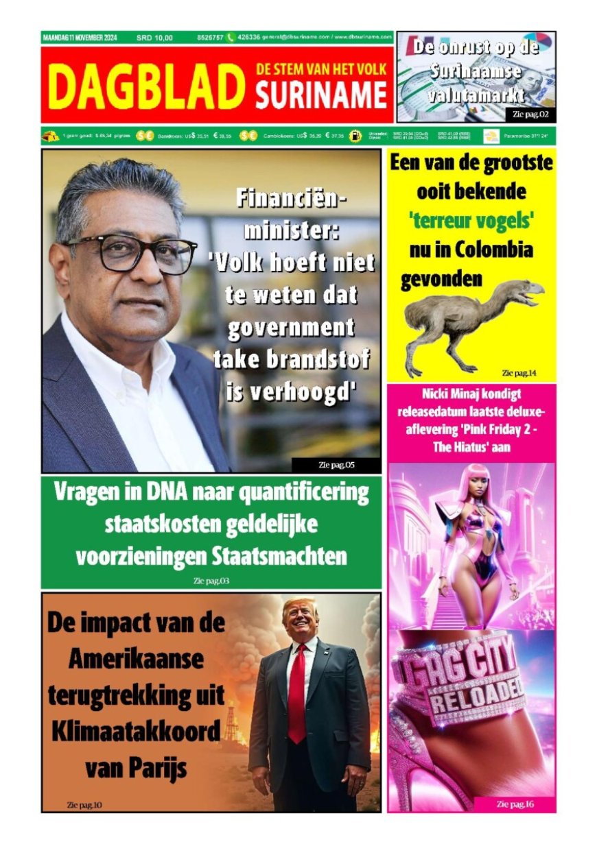 Dagblad Suriname maandag 11 november 2024