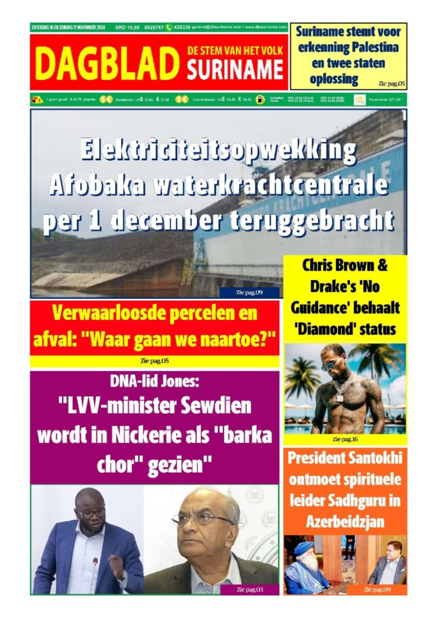 Dagblad Suriname zaterdag 16 november 2024