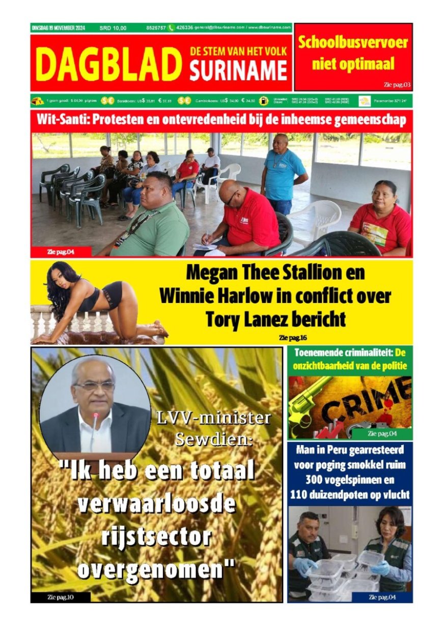 Dagblad Suriname dinsdag 19 november 2024