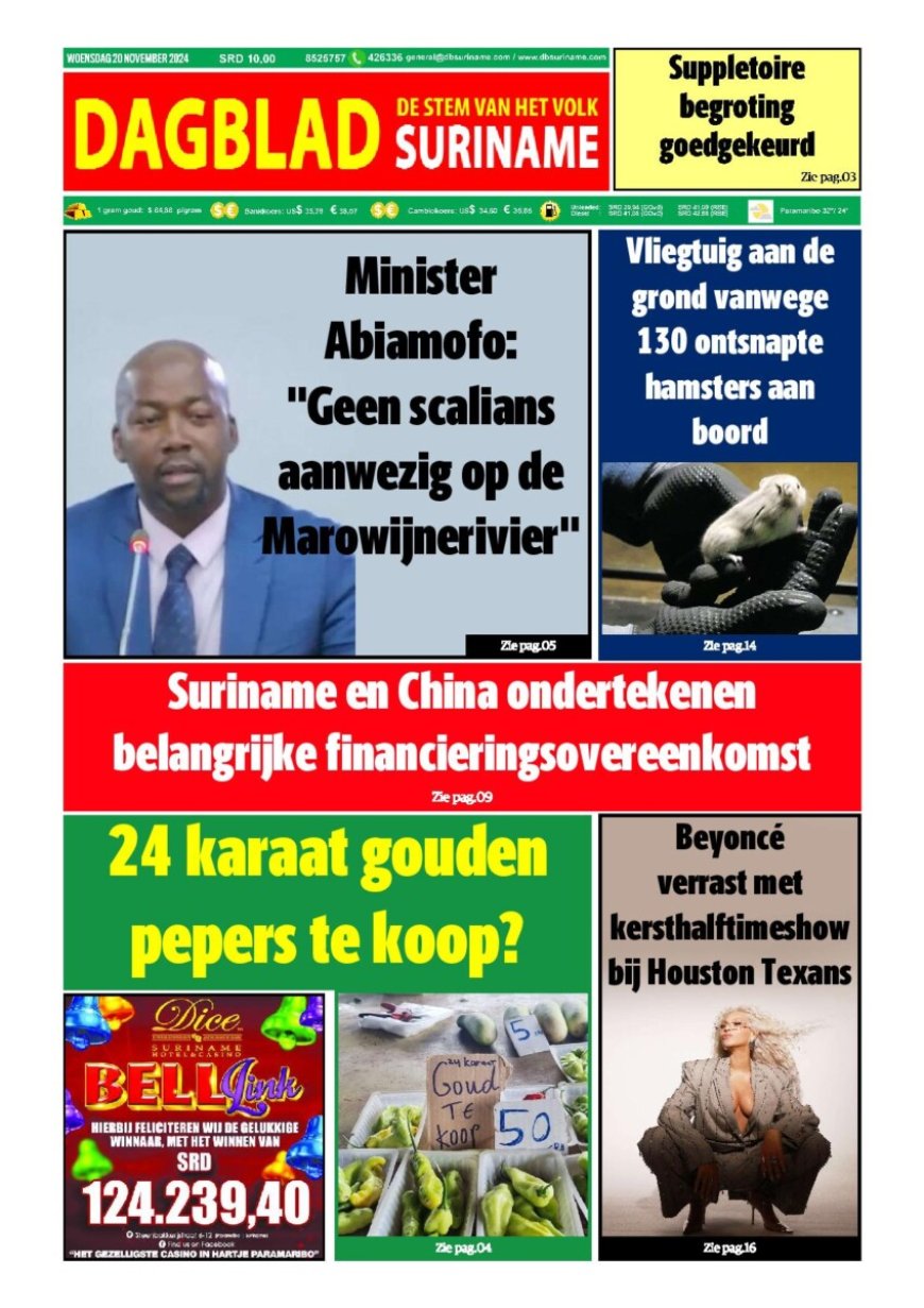 Dagblad Suriname woensdag 20 november 2024