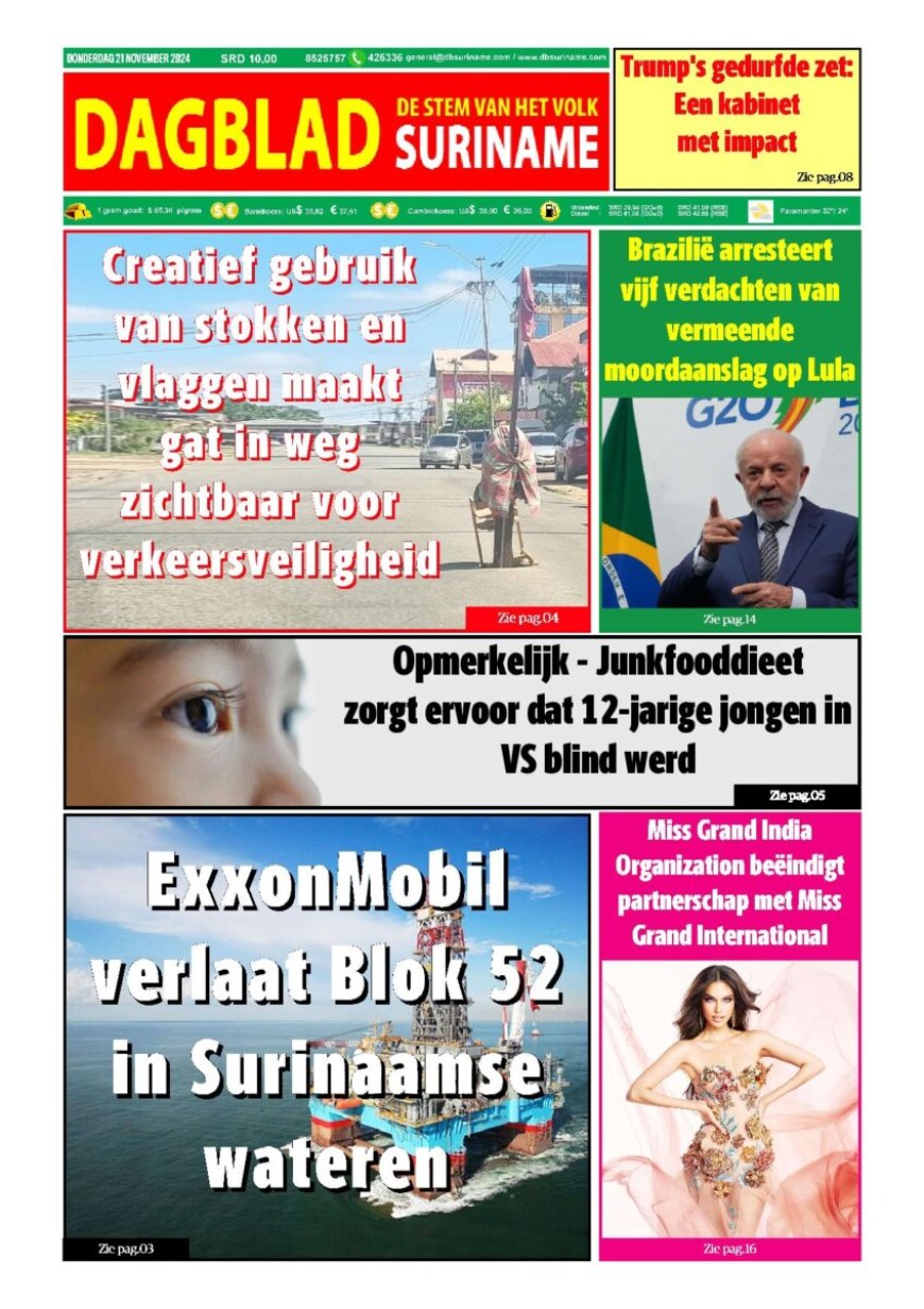 Dagblad Suriname donderdag 21 november 2024