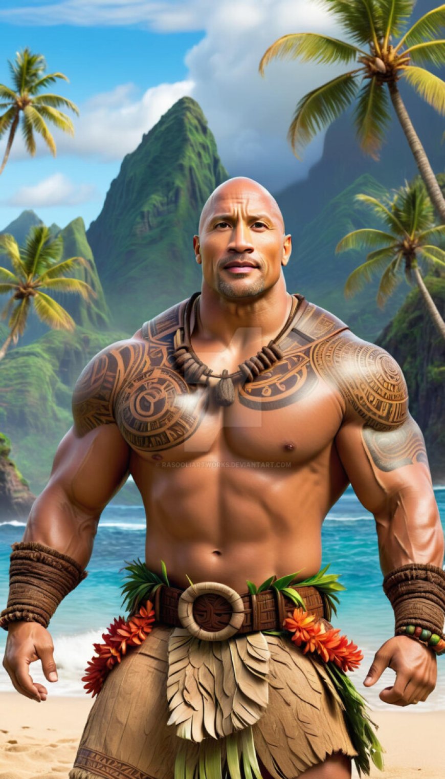 Maui (Dwayne Johnson) komt tot leven in setfoto’s live-action ‘Moana’