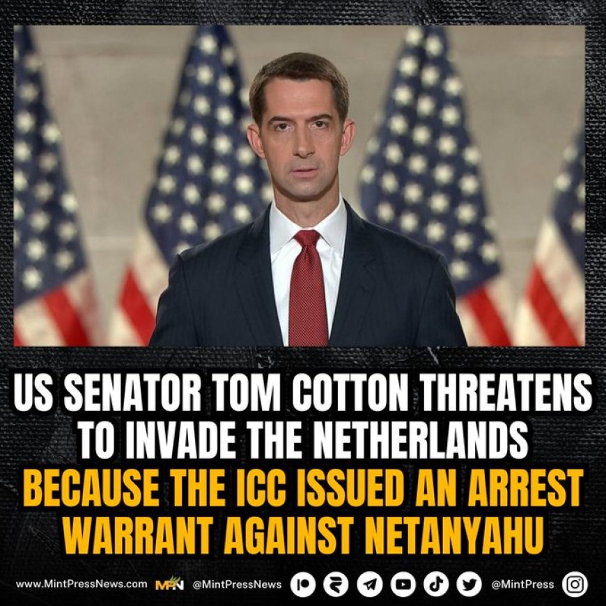 Senator Tom Cotton van de Republikeinse Partij woedt tegen het besluit van het ICC om Israëli